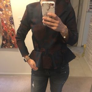 ZARA peplum brocade top XS